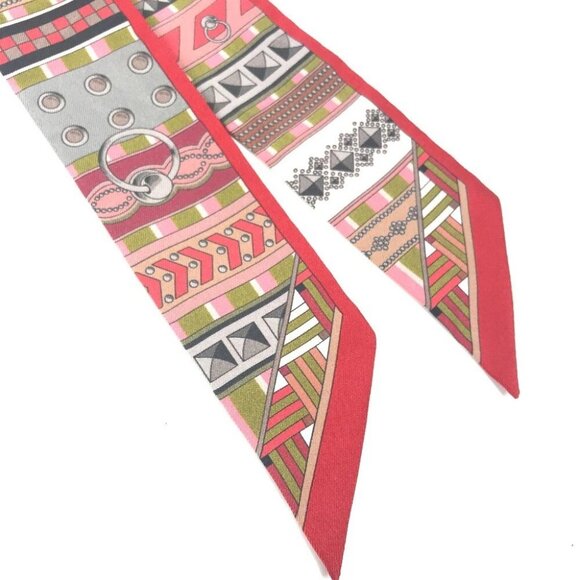 HERMES Twilly Twilly Collier de Chien Bandeau Scarf Scarf silk Red - Picture 9 of 15